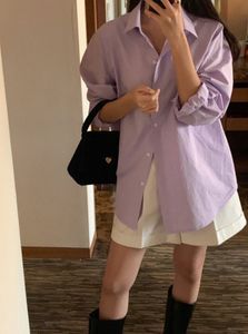 Purple Oversized Button-Up Shirt