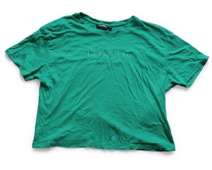 Casual Green "Bonjour" Crop Top