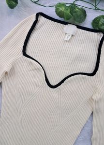 H&amp;M Ribbed Knitted Top