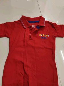 Boys Red "Skates Roller" Polo Shirt