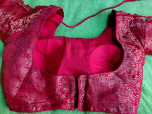 Vibrant Red Brocade Blouse