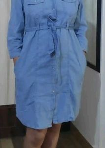 Denim Belted Shirt Dress with tags