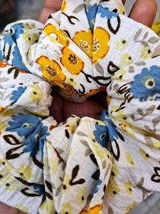 Yellow Floral Print Scrunchie
