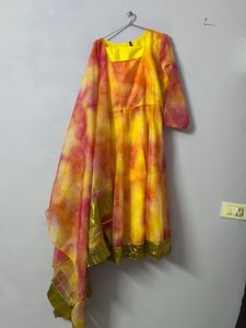 Vibrant Tie-Dye Ethnic Gown