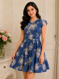 Blue Floral Print Dress