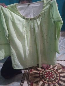 Grey And Lime Green Top