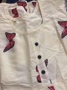 white  Print Kurta New with Tag