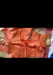 Elegant Peach Saree with Gold Border
