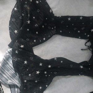 Black Star Print Bell Sleeve Bodysuit