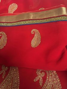 Elegant Red Paisley Saree
