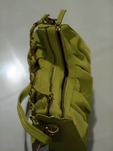 Chic Lime Green Ruched Hobo Bag