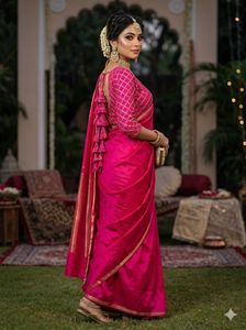 Elegant Pink &amp; Gold Embroidered Blouse