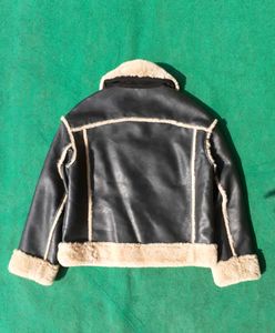 Chic Faux-Leather Shearling Aviator Jacket