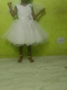 3 layer White Party Dress for Girls