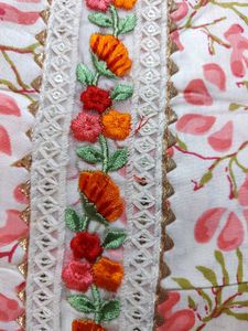 Chic Floral Print Kurta Set with Dupatta(unstitche