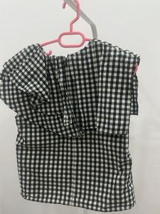 Checked Collared Babydoll Top