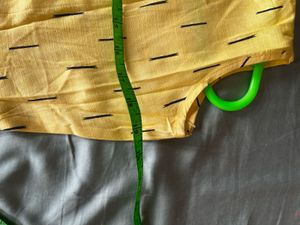 Yellow Printed Sleeveless Kurta