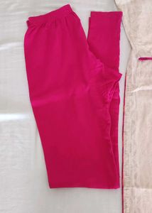 Elegant Cotton Kurta with Magenta Embroidery &amp; leg