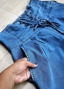 Flared Corset Look Denim
