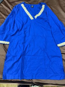 Royal Blue Kurta with Lace Trim
