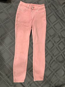 H&M Dusty Pink High-Waist Skinny Jeans 🌸
