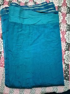Beautiful Teal Saree with Striped Pattern