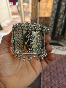 Ethnic Silver Oxidized Bangle Bracelet