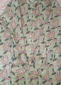 Leaf Print Casual Shirt