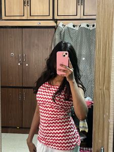 Red & White Chevron Top