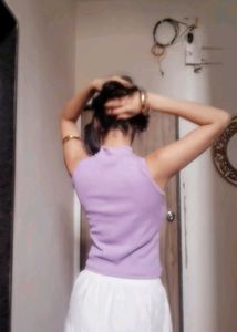 Lavender Mock Neck Sleeveless Top
