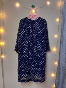 Navy Polka Dot Midi Dress