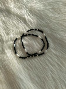 92.5 Silver Black Beads Payal For Women