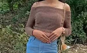 Brown Ribbed Off-Shoulder Crop Top