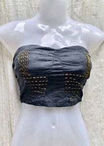 I. Stylish Black Tube Top with Gold Embroidery