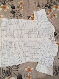 White Crochet Short Sleeve top
