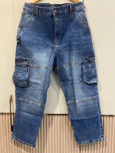 Blue Denim Cargo Pants