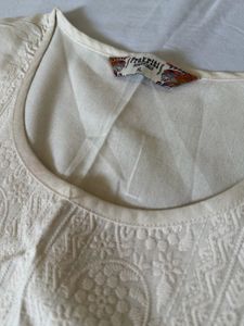 Elegant Cream Kurta and Grey Pants Set