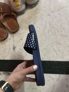 Navy Blue Polka Dot Slides