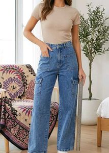 Stylish Denim Cargo Jeans –Durable,Trendy & Comfy