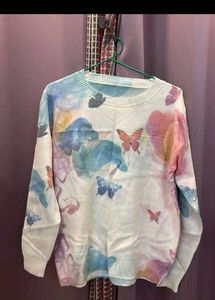 Pastel Butterfly Print Sweater