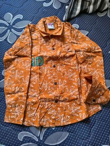 Orange Floral Print Shirt