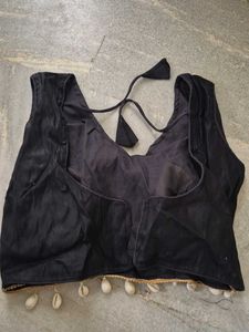 Black Embroidered Crop Blouse