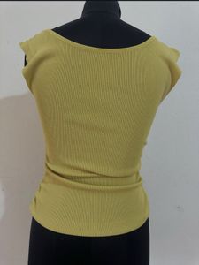 Yellow Button-Up Knit Top