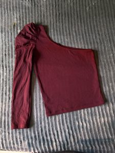 Maroon One-Sleeve Top