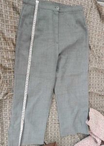 Women's Light Grey &amp; Blue Pleated Pants