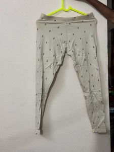 Cream Printed Leggings