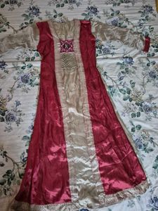 Elegant Maroon &amp; Gold Ethnic Gown Size - S