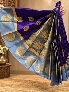 Elegant Purple Silk Saree with Gold Border
