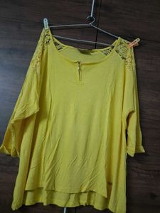 Chic Yellow Lace Sleeve Top