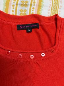Cozy Orange Long-Sleeve Knit Top